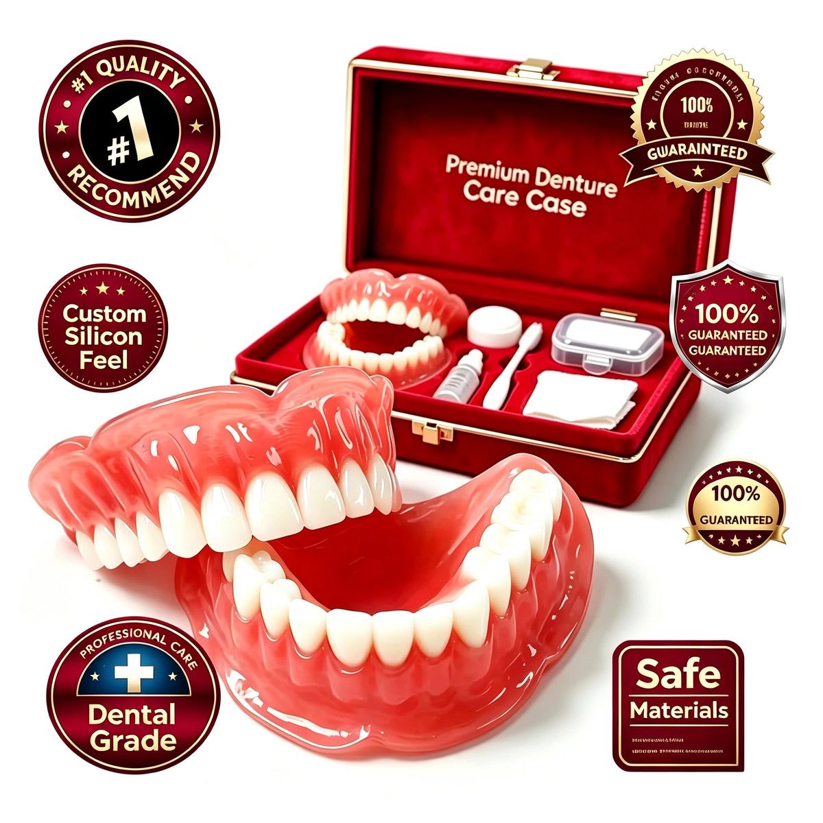 Full-Mouth Silicone Comfort Denture Set with Storage Case