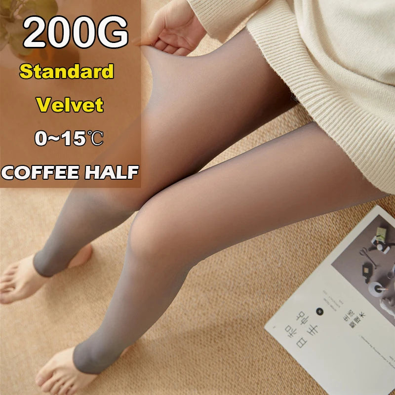 Fleece Lined Sheer Thermal Tights for Women - 40