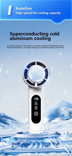 Rechargeable Handheld Turbo Fan with Ice Cooling Technology