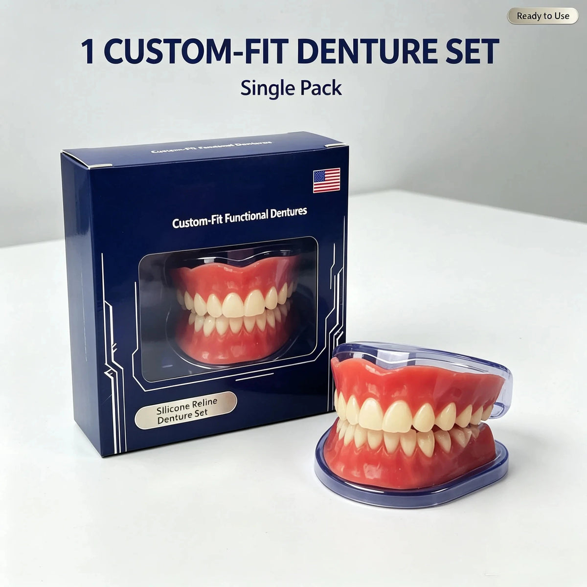 Adjustable Silicone Denture Set for Natural Smile