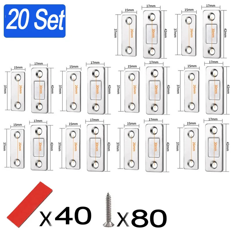 Ultra-Thin Magnetic Cabinet Door Catch Latch - 10