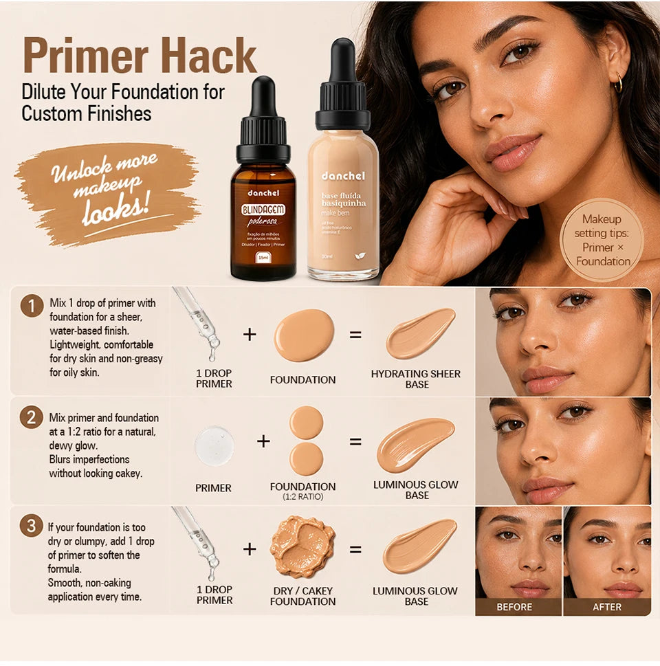 Liquid Foundation and Primer Makeup Set - 12