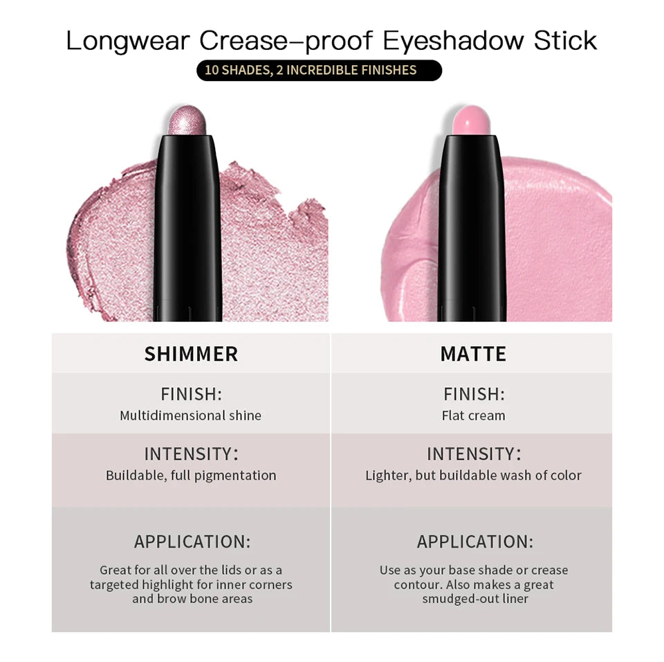 Long-Lasting Waterproof Eyeshadow Stick for Vibrant Eye Makeup
