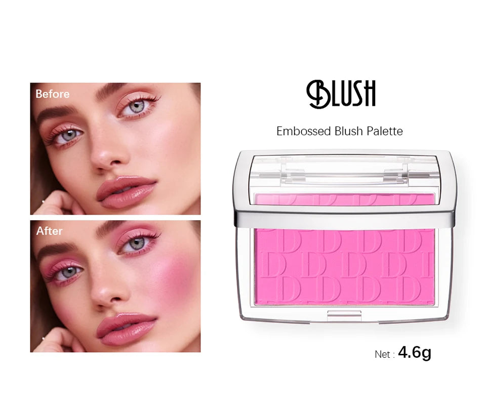 Matte Embossed Blush Palette with Professional Brush