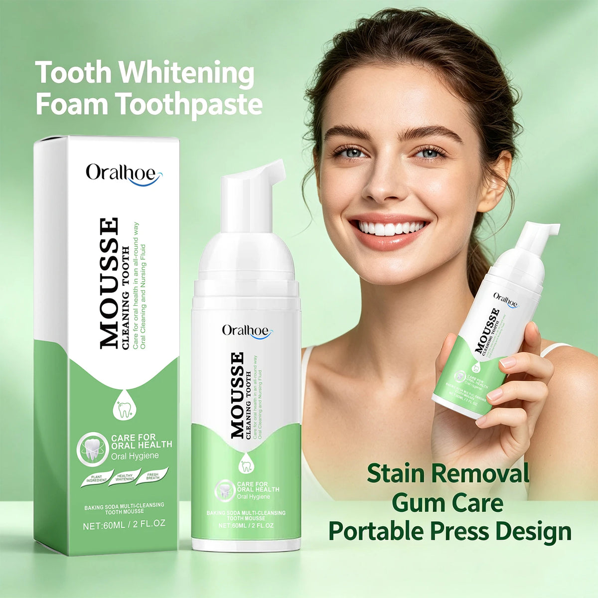 Whitening Foaming Toothpaste for Stain Removal