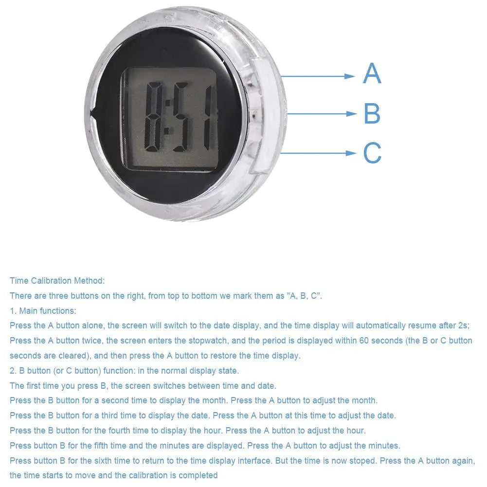 Mini Waterproof Digital Motorcycle Handlebar Clock