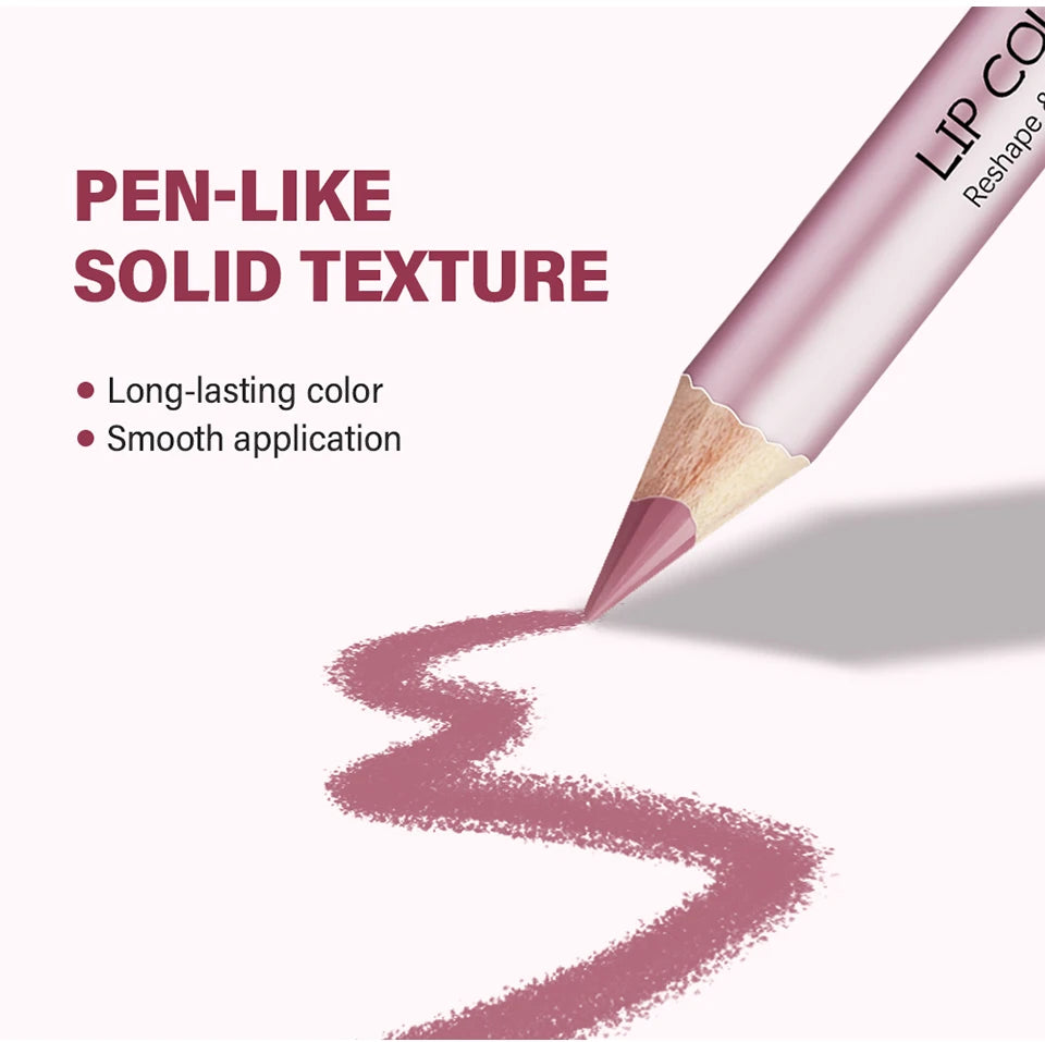 Waterproof Matte Lip Liner Pencil Set for Defined Lips - 14