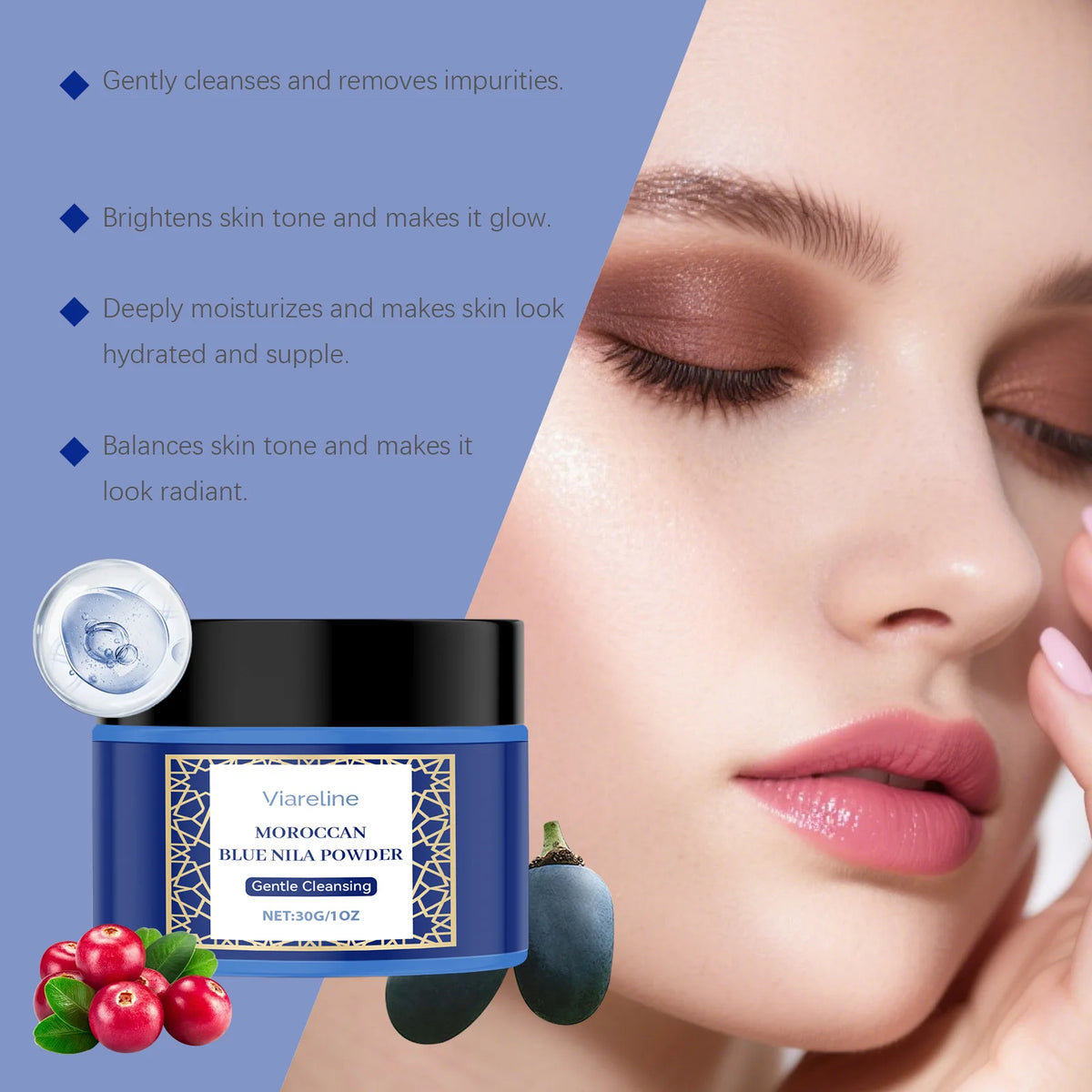 Moroccan Blue Nila Face Mask Powder for Brightening and Exfoliation