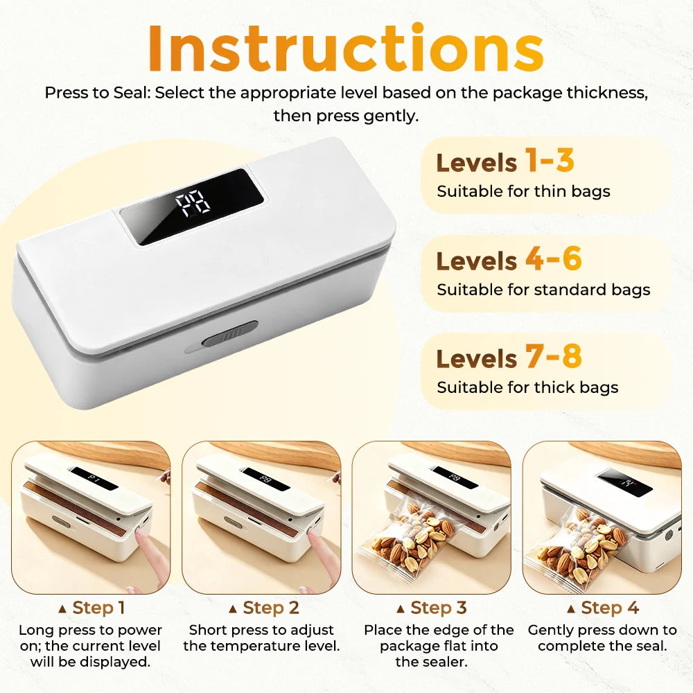 Rechargeable Handheld Mini Bag Sealer with Cutter