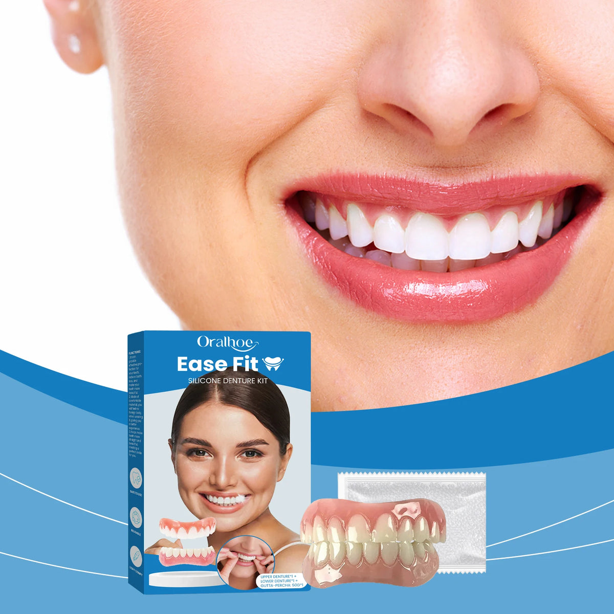 Comfortable Silicone Full Denture Set for Natural Smile Restoration