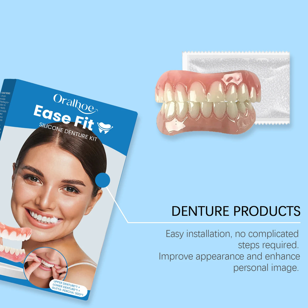Comfortable Silicone Full Denture Set for Natural Smile Restoration