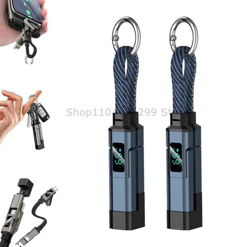 4-in-1 Fast Charging Keychain Cable with Digital Display