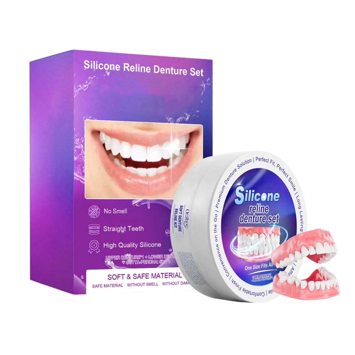 Temporary Silicone Denture Reliner Kit for Comfort and Fit