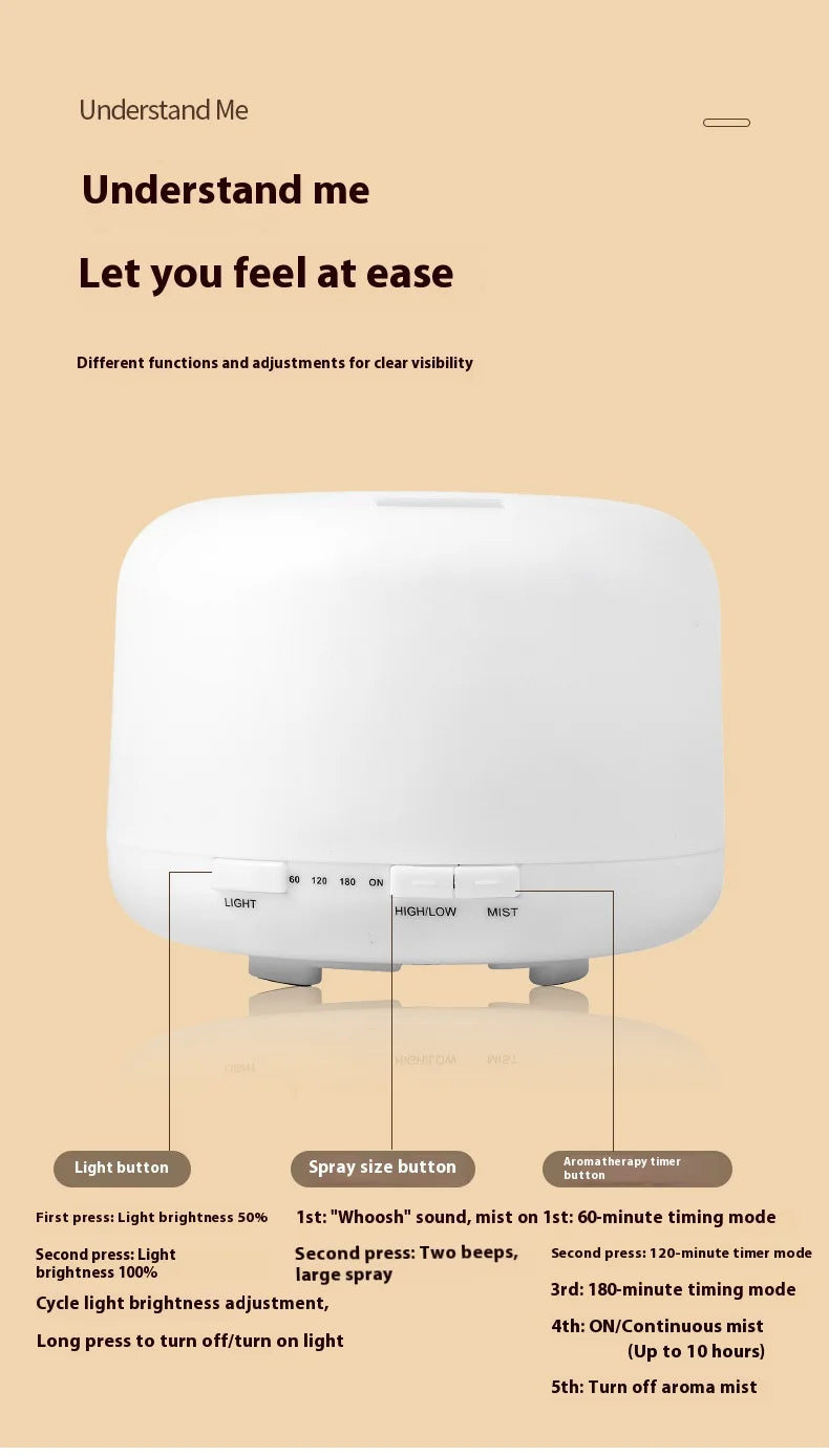 500ml Aromatherapy Essential Oil Diffuser with LED Night Light - 23