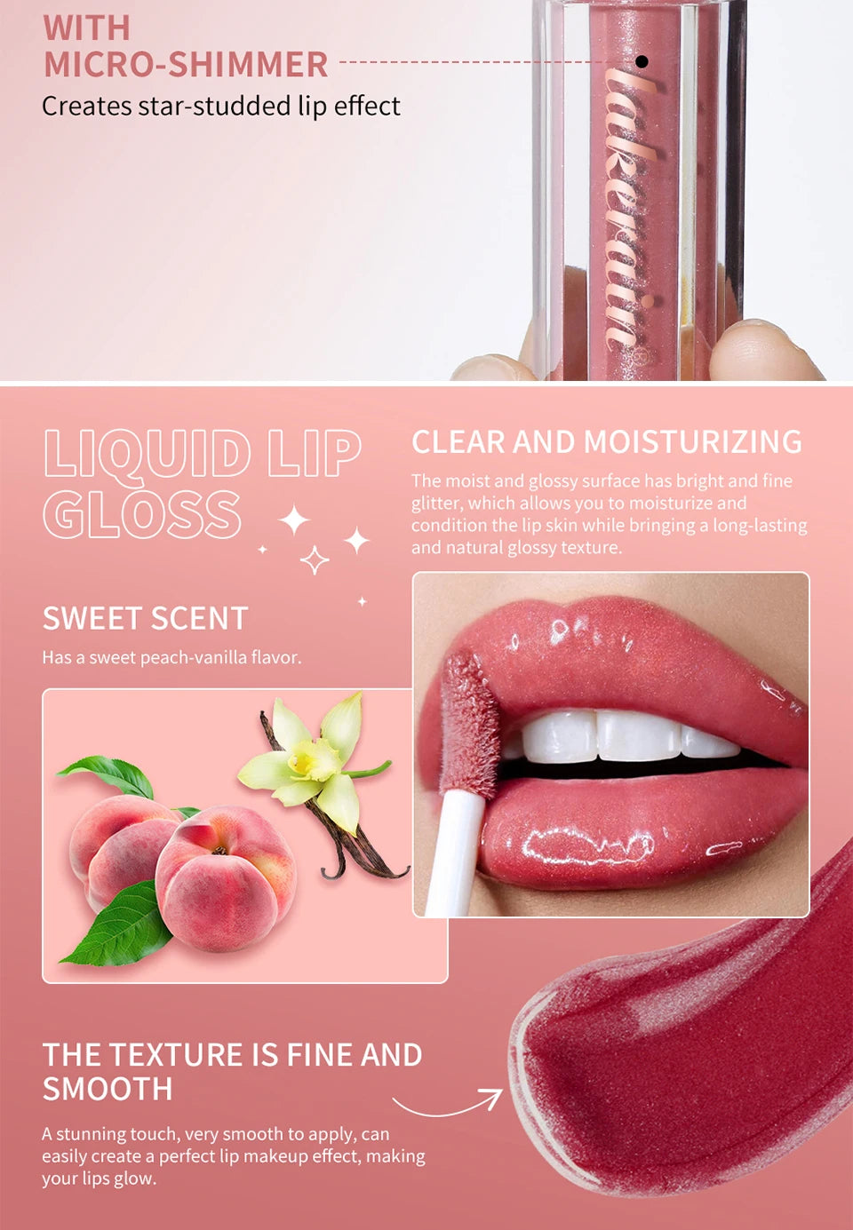Moisturizing Liquid Glitter Lip Gloss for Plump Lips