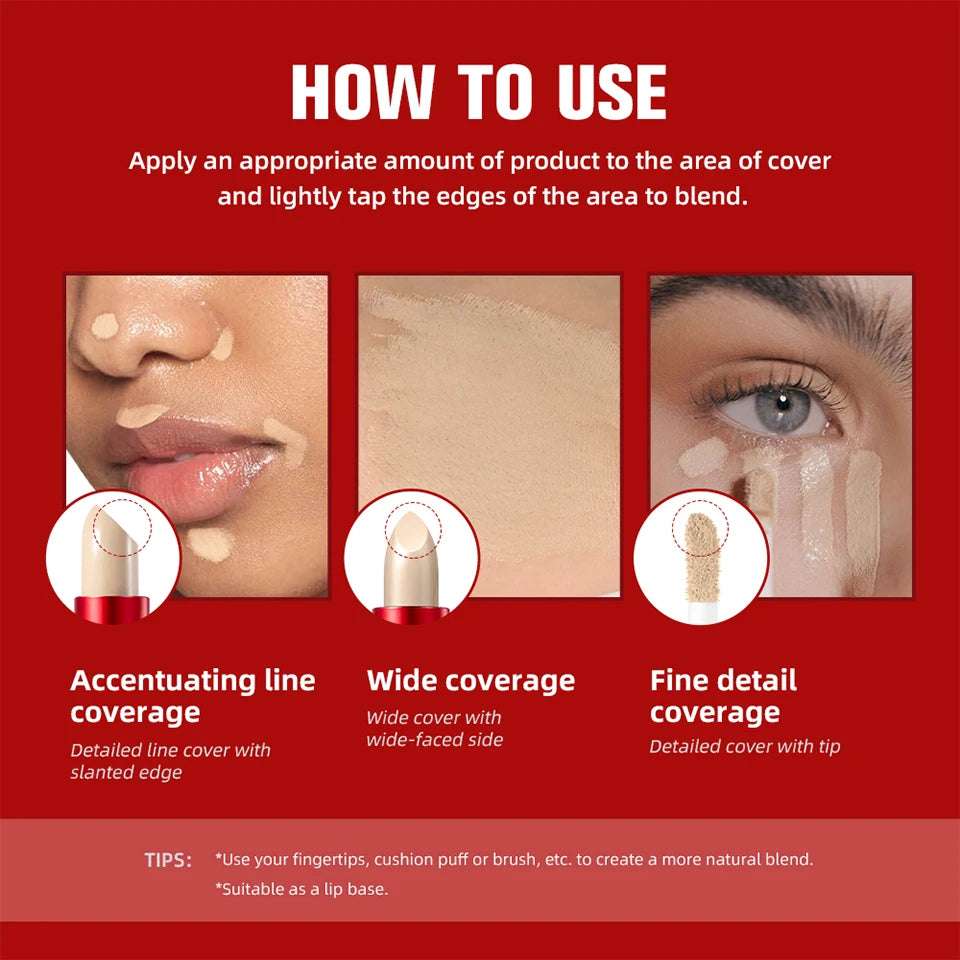 2-in-1 Liquid and Stick Blurring Concealer for Full Face Coverage