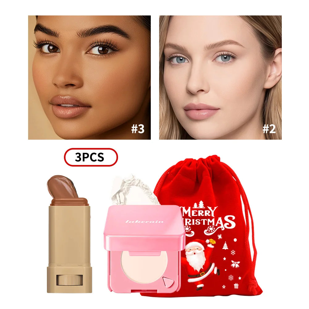 Matte Foundation Stick and Pressed Setting Powder Makeup Set