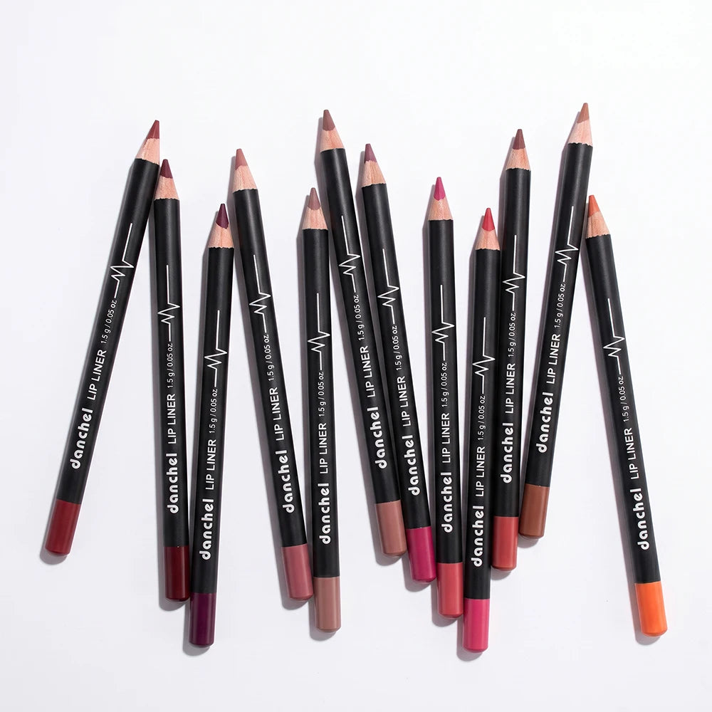 Professional 12-Color Waterproof Lip Liner Pencil Set - 18