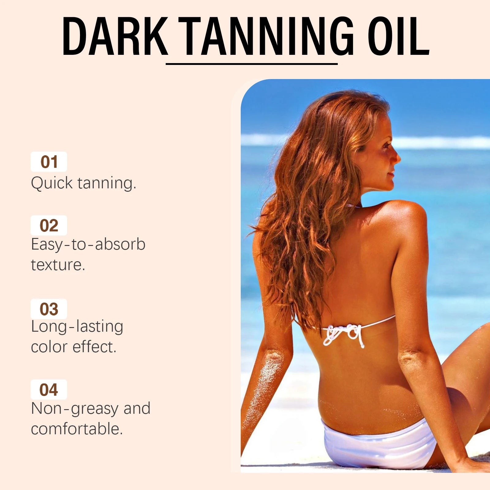Coconut Oil Dark Tanning Body Oil for Deep Bronze Glow - 10