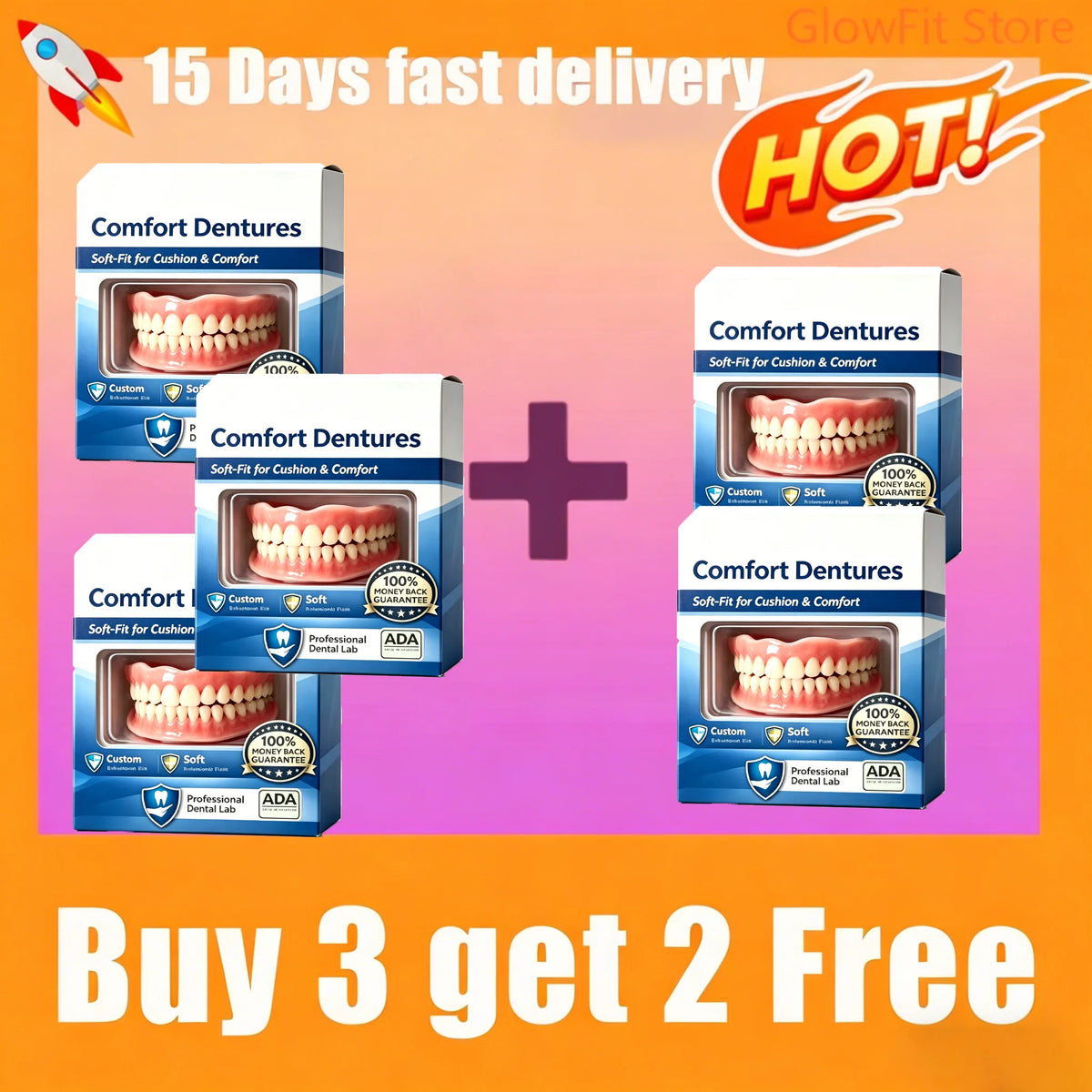 Instant Snap-On Silicone Dentures for Natural Smile