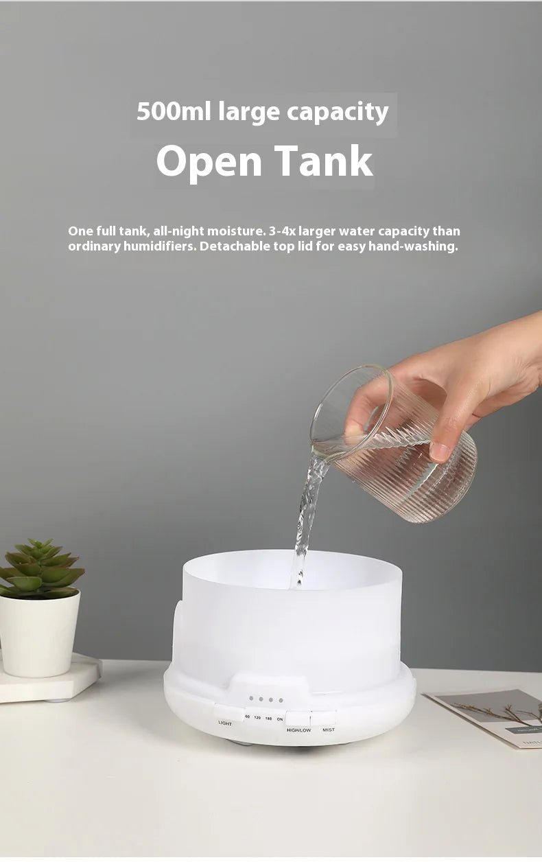 500ml Aromatherapy Essential Oil Diffuser with LED Night Light - 21