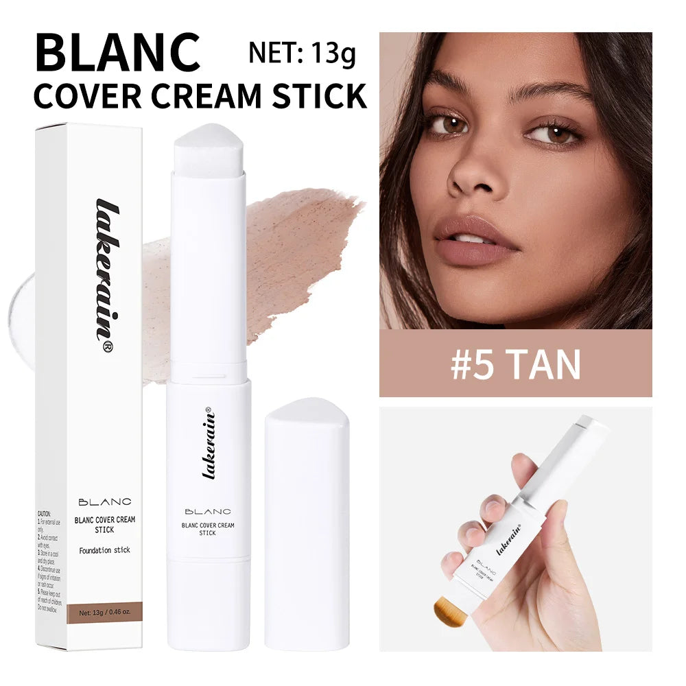 Full Coverage Cream Foundation Stick with Built-in Blending Brush