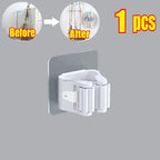 Self-Adhesive Wall Mounted Mop and Broom Organizer Holder