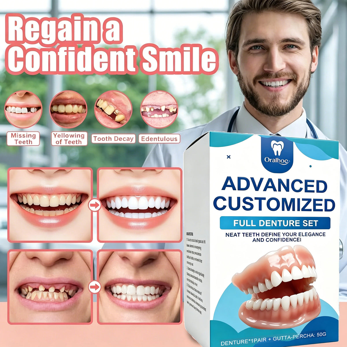 Realistic Temporary Denture Set for Confident Smile