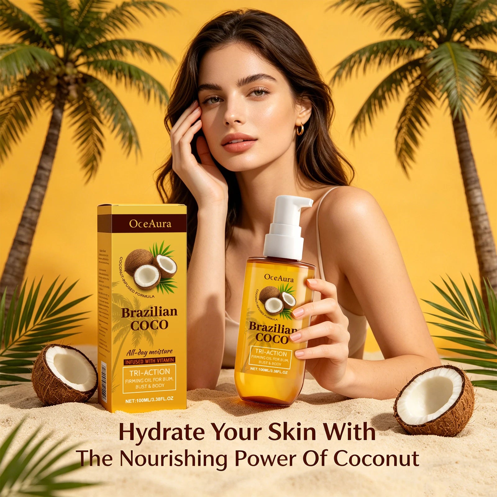 Coconut Firming Body Oil for Skin Tightening and Hydration - 1