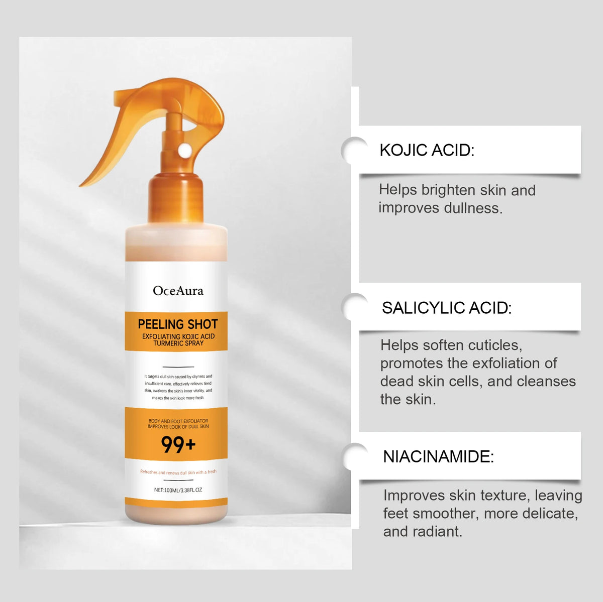 Exfoliating Brightening Skin Peeling Spray for Body and Feet