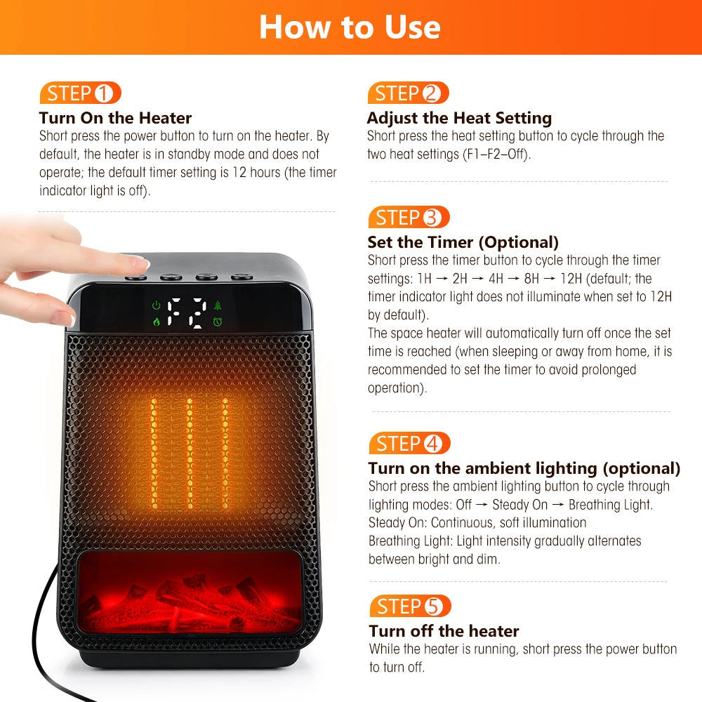 Portable Electric Space Heater with Digital Display - 17