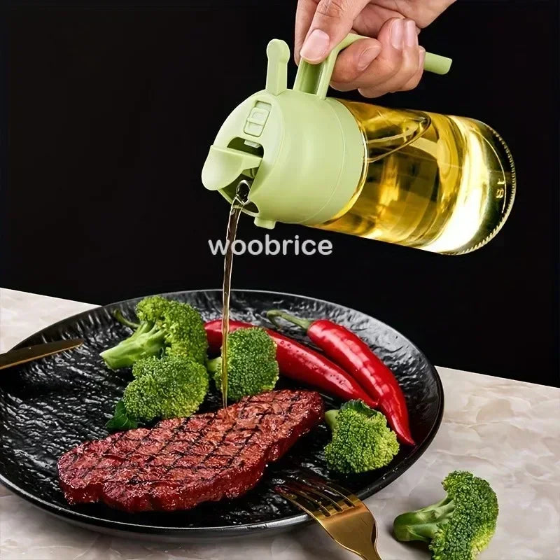 2-in-1 Glass Oil Dispenser and Kitchen Spray Bottle