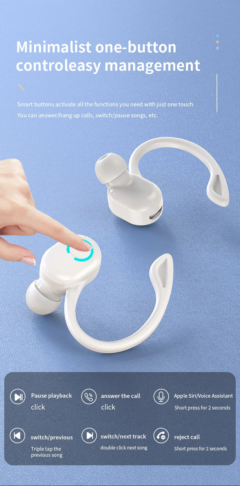 Wireless Ear-Hook Bluetooth Headset for Sports and Business - 14