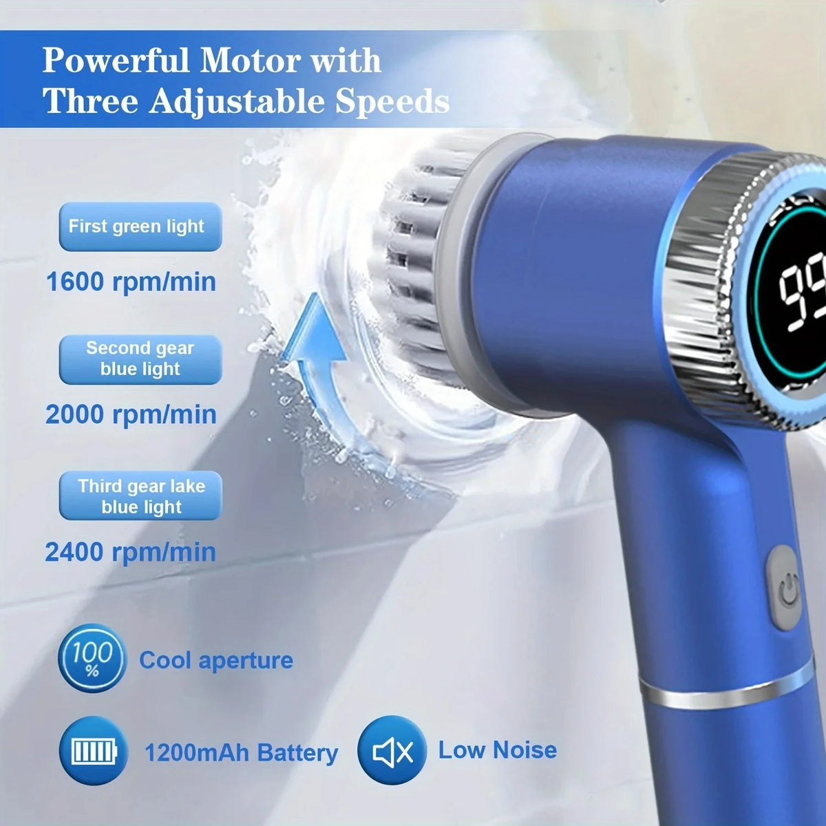 Electric Power Spin Scrubber with 5 Replaceable Brush Heads