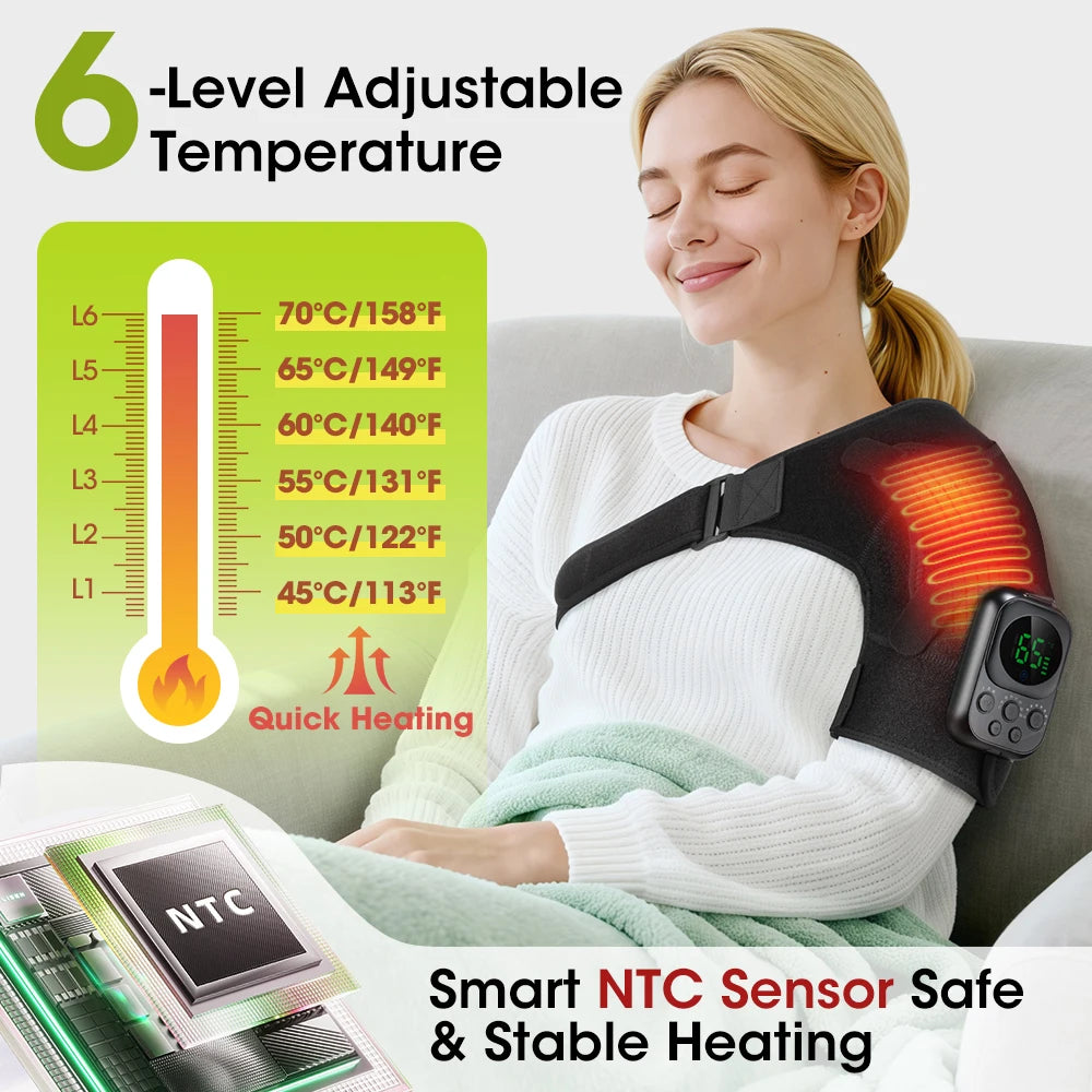Wireless Heated Shoulder Massager with Vibration and App Control