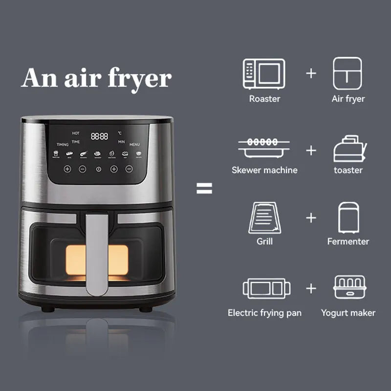 4.5L Stainless Steel Digital Oil-Free Air Fryer