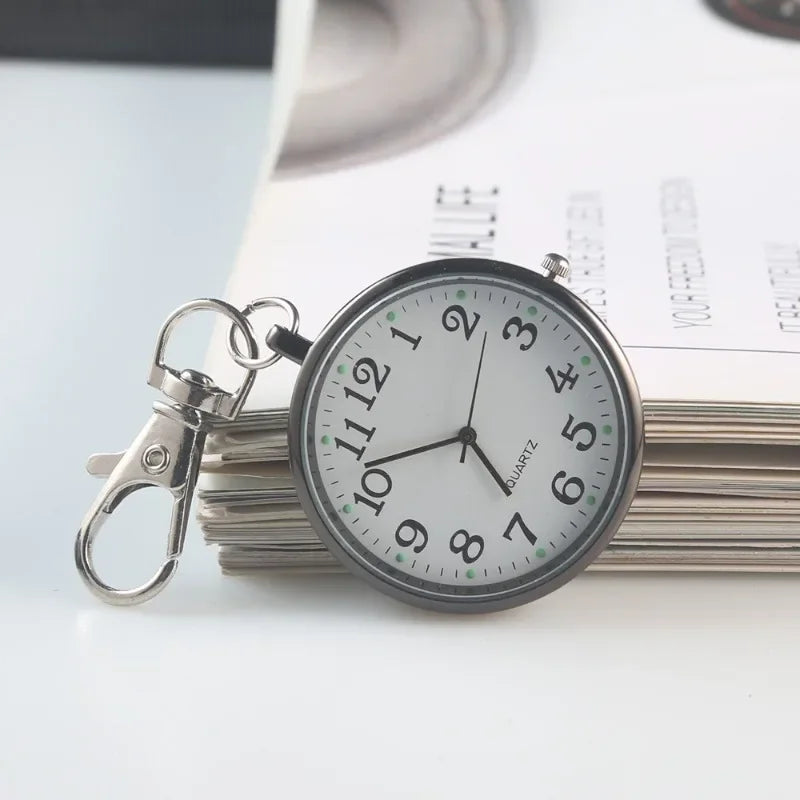 Portable Quartz Nurse Pocket Watch with Secure Keyring - 15
