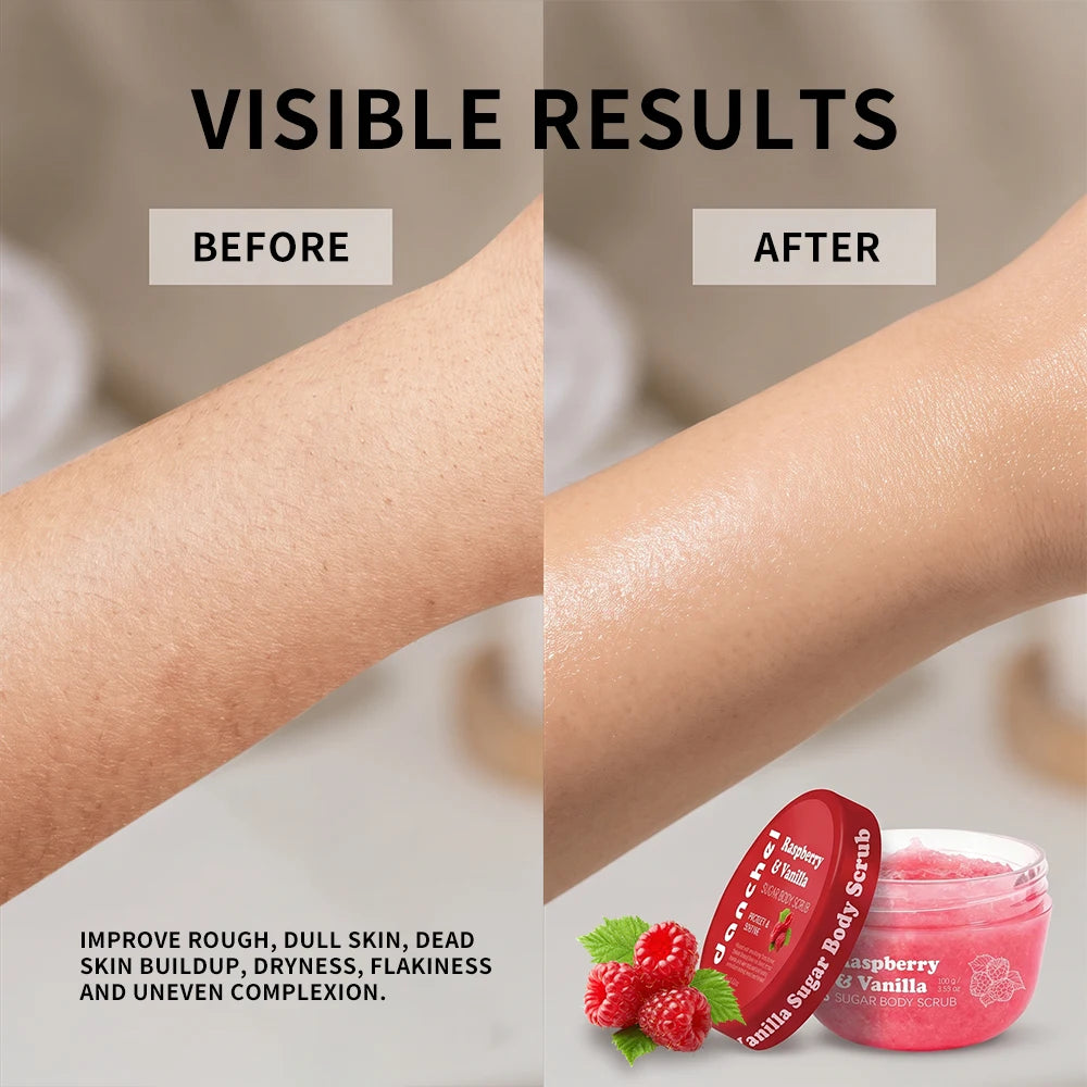 Raspberry Vanilla Sugar Body Scrub for Smooth Glowing Skin - 5
