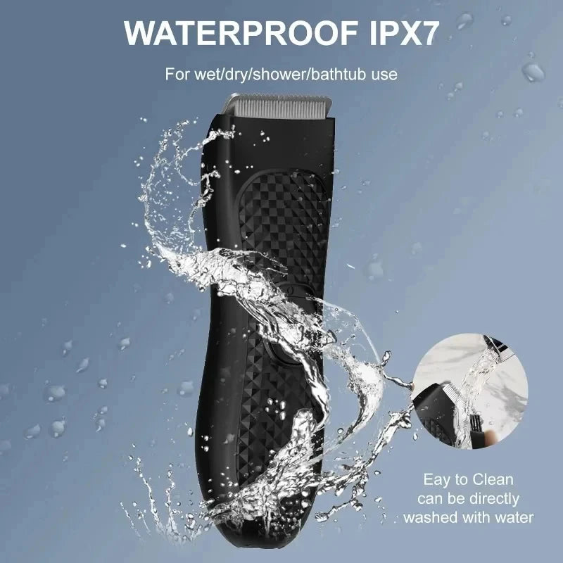 Electric Waterproof Body and Groin Hair Trimmer for Men