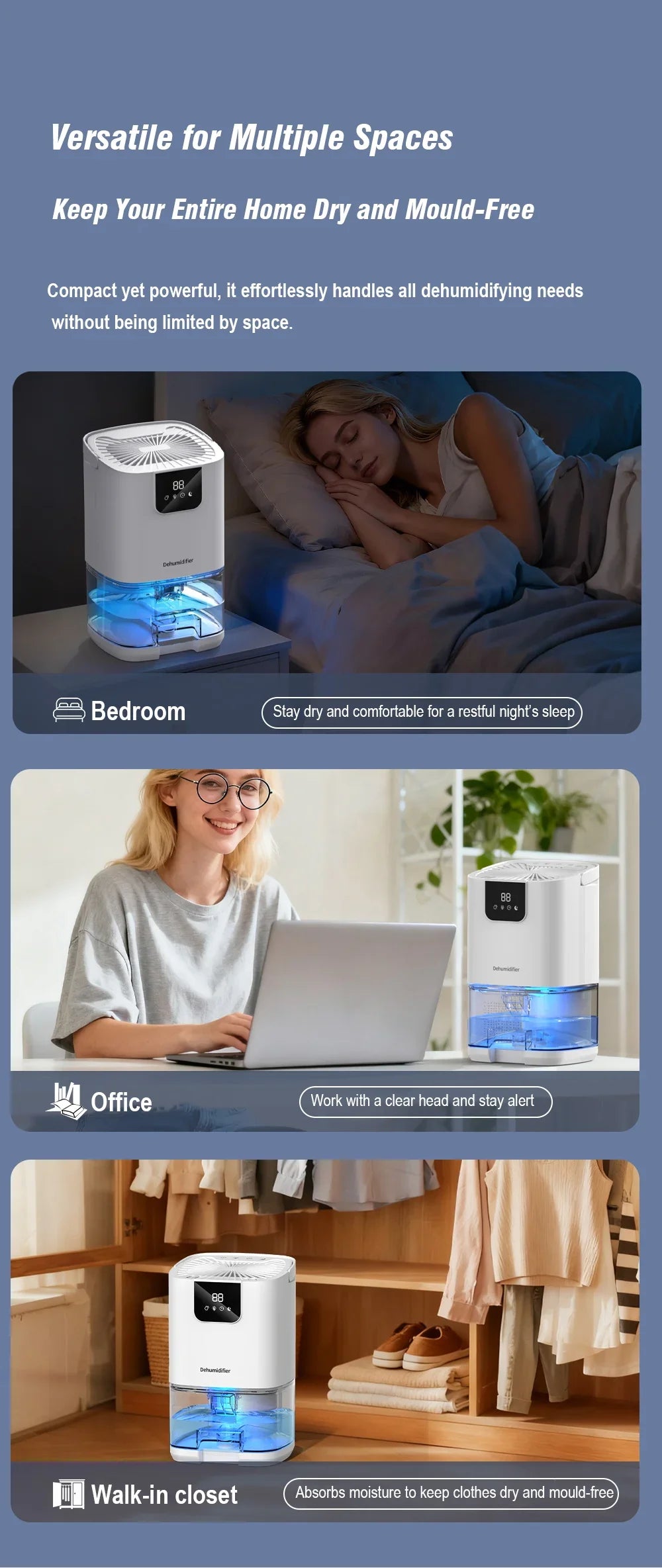 1000ML Portable Smart Dehumidifier for Home and Bedroom