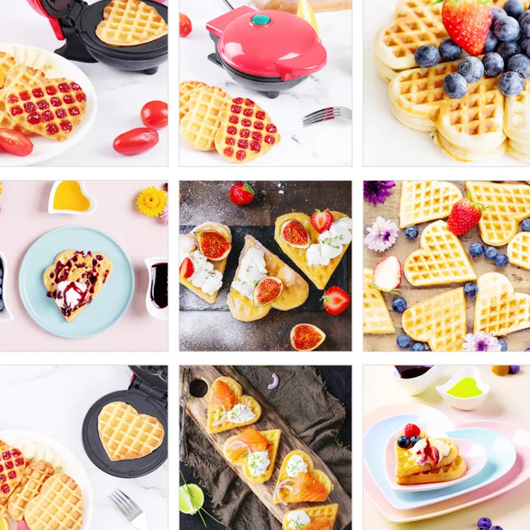 Mini Heart-Shaped Electric Waffle Maker for Breakfast