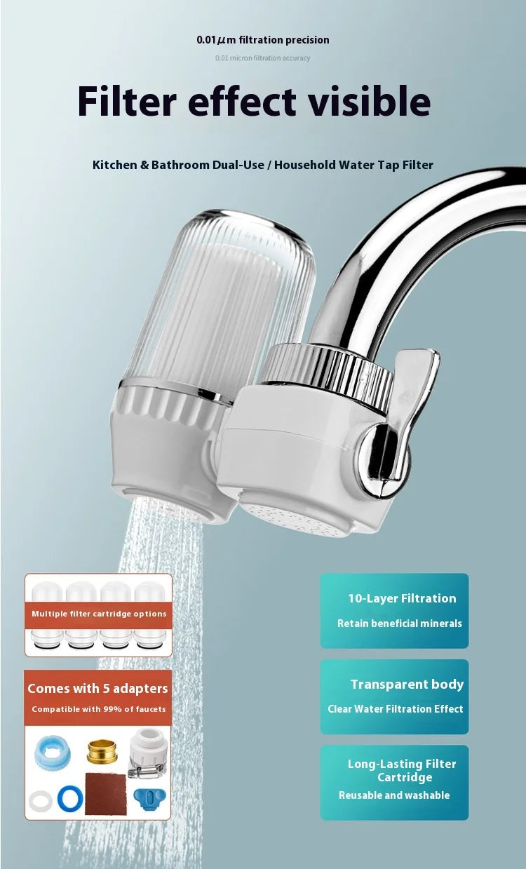 Universal Faucet Mounted Kitchen Water Purifier Filter