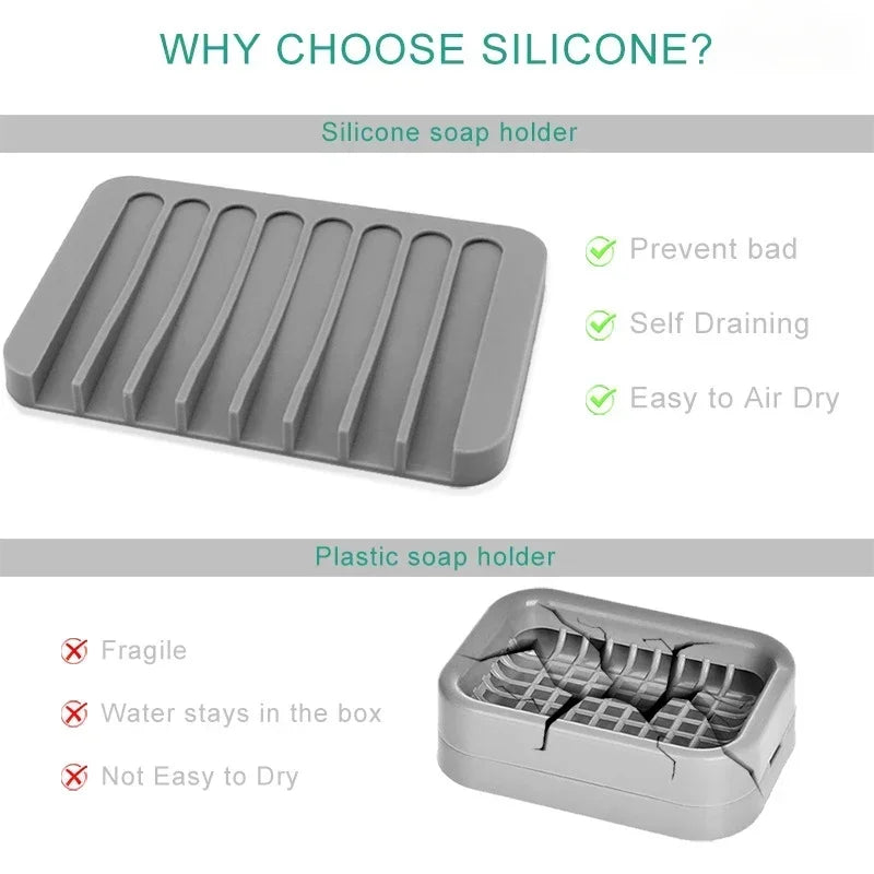 Self-Draining Silicone Soap Dish and Sponge Holder