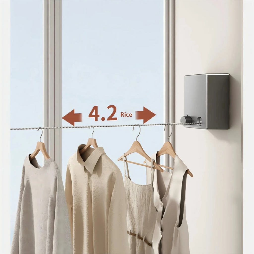 Wall Mounted Retractable Indoor Clothesline for Laundry Drying