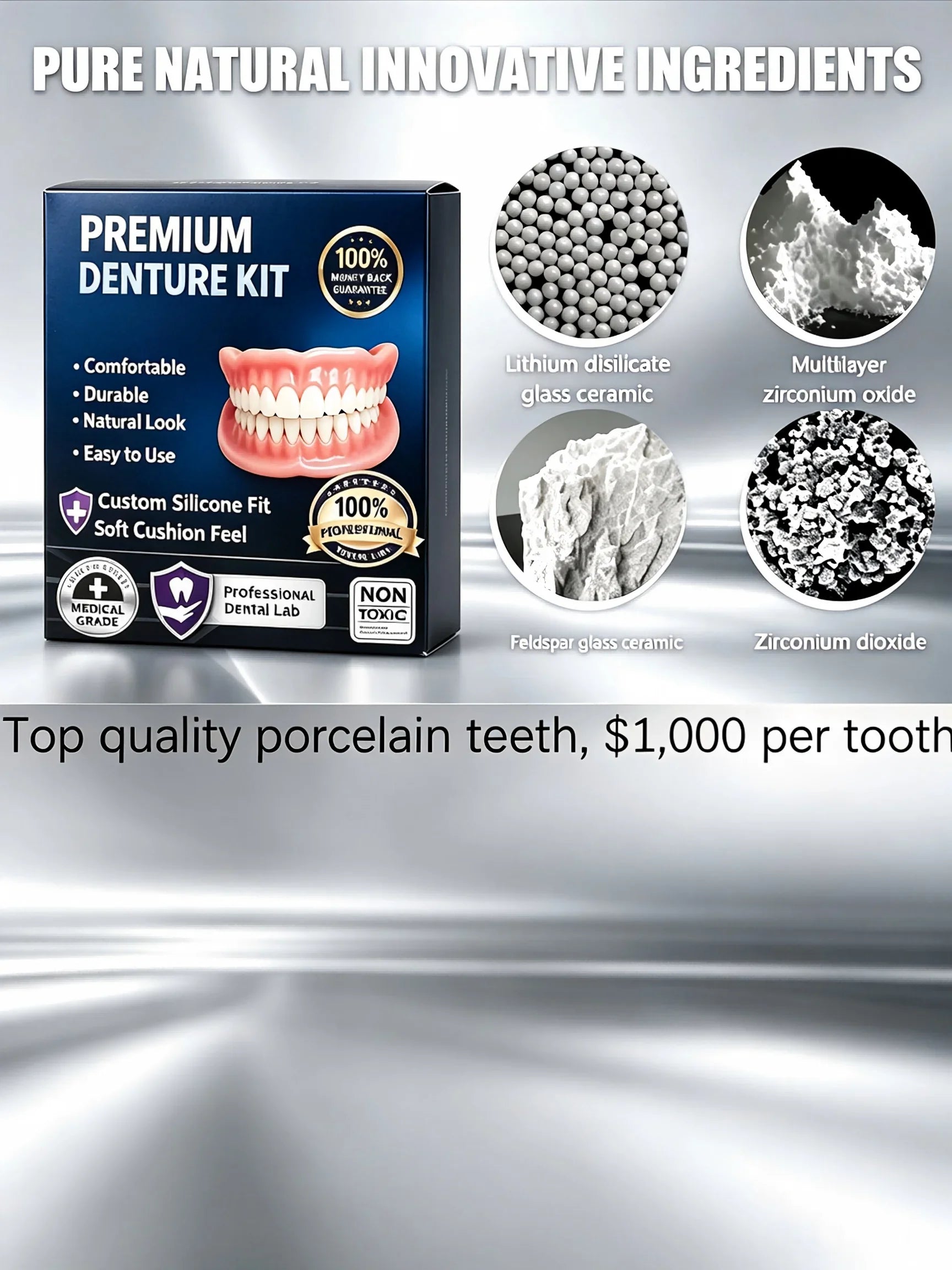 Temporary Silicone Cosmetic Denture Kit for Natural Smile - 12