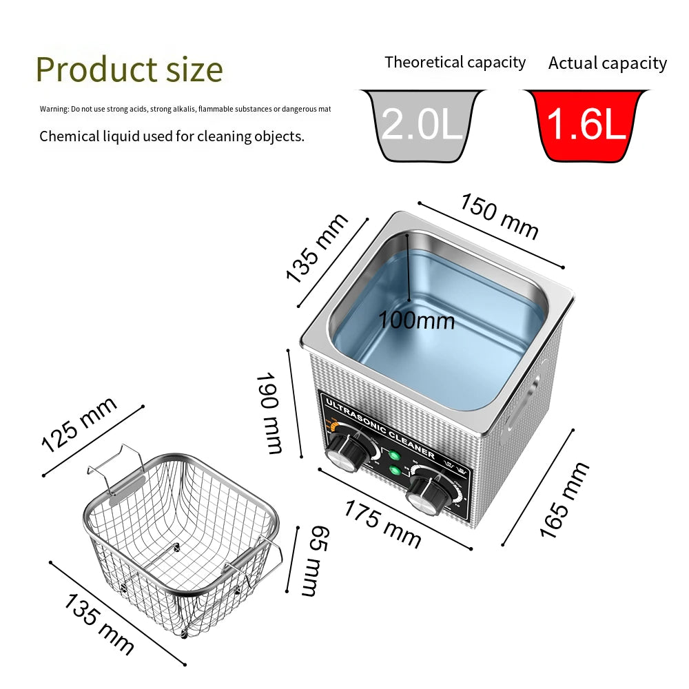 2L Professional Ultrasonic Jewelry and Parts Cleaner - 6