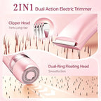 2-in-1 Waterproof Electric Bikini and Body Hair Trimmer for Women