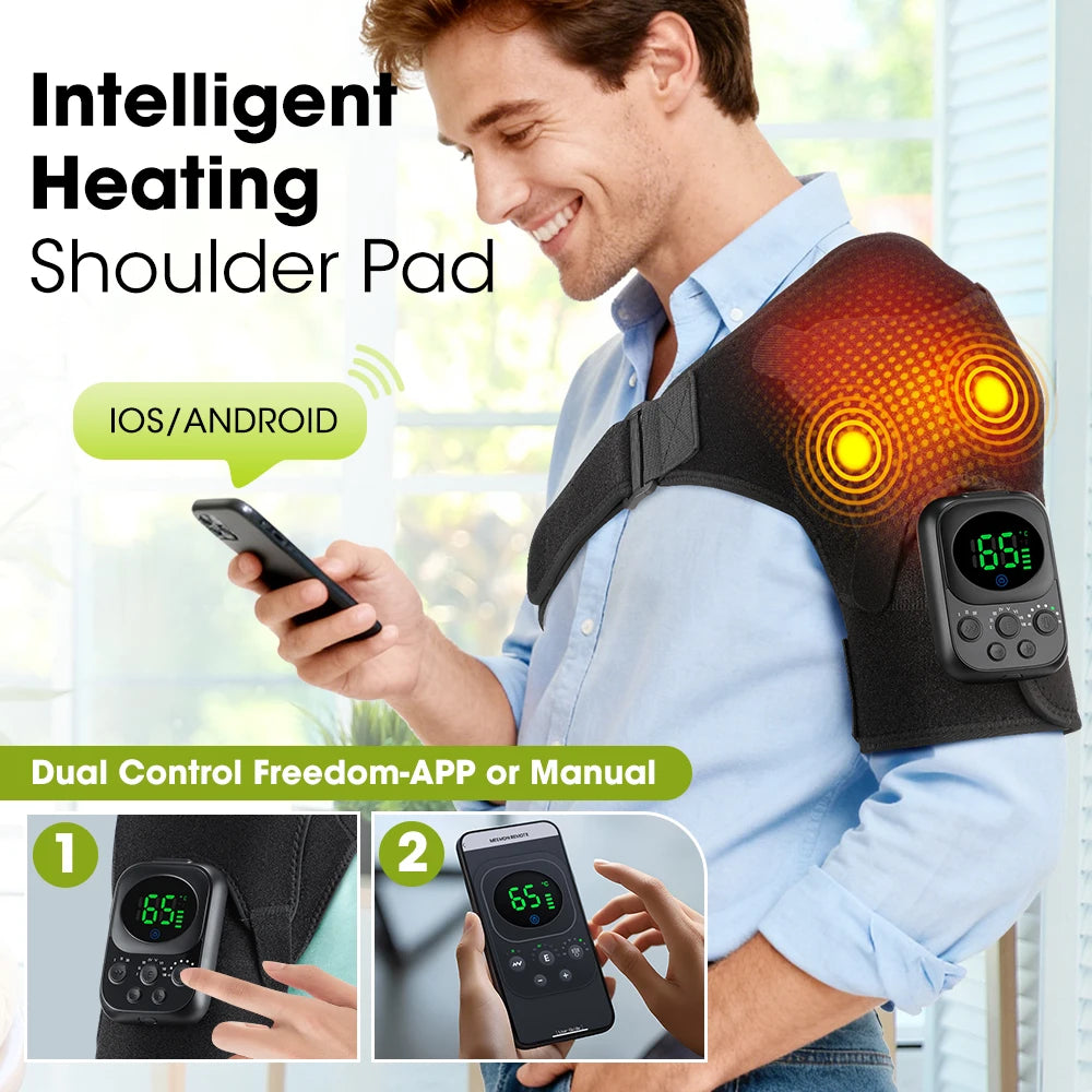 Wireless Heated Shoulder Massager with Vibration and App Control - 21