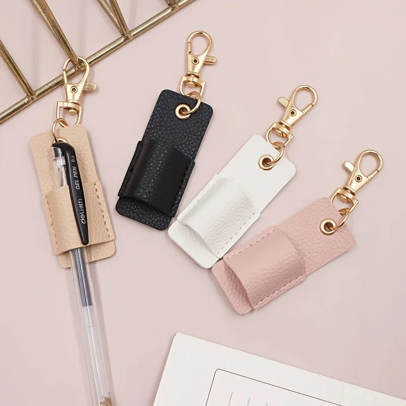 Portable Leather Lanyard Pen Holder for Office and School - 1