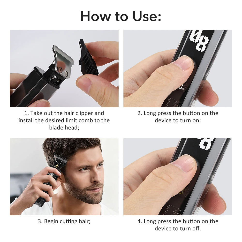 Professional Cordless Electric Hair Trimmer and Grooming Clipper - 9